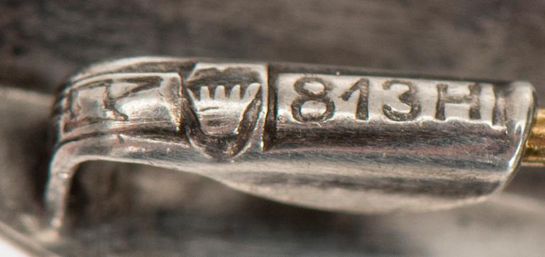 BROSCHER, 2 st, silver, rosenkvarts. Elis Kauppi, Kupittaan Kulta 1960-tal.