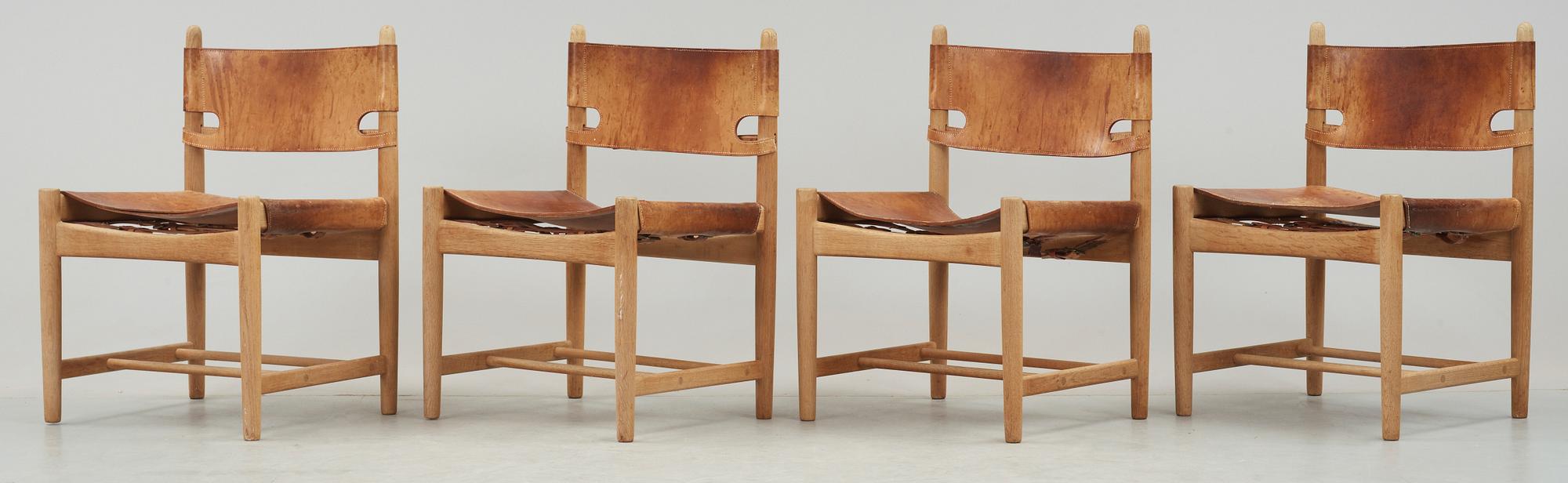 STOLAR, 4st, modell 3237, Borge Mogensen, Frederica Möbler, Danmark. Formgiven 1964.