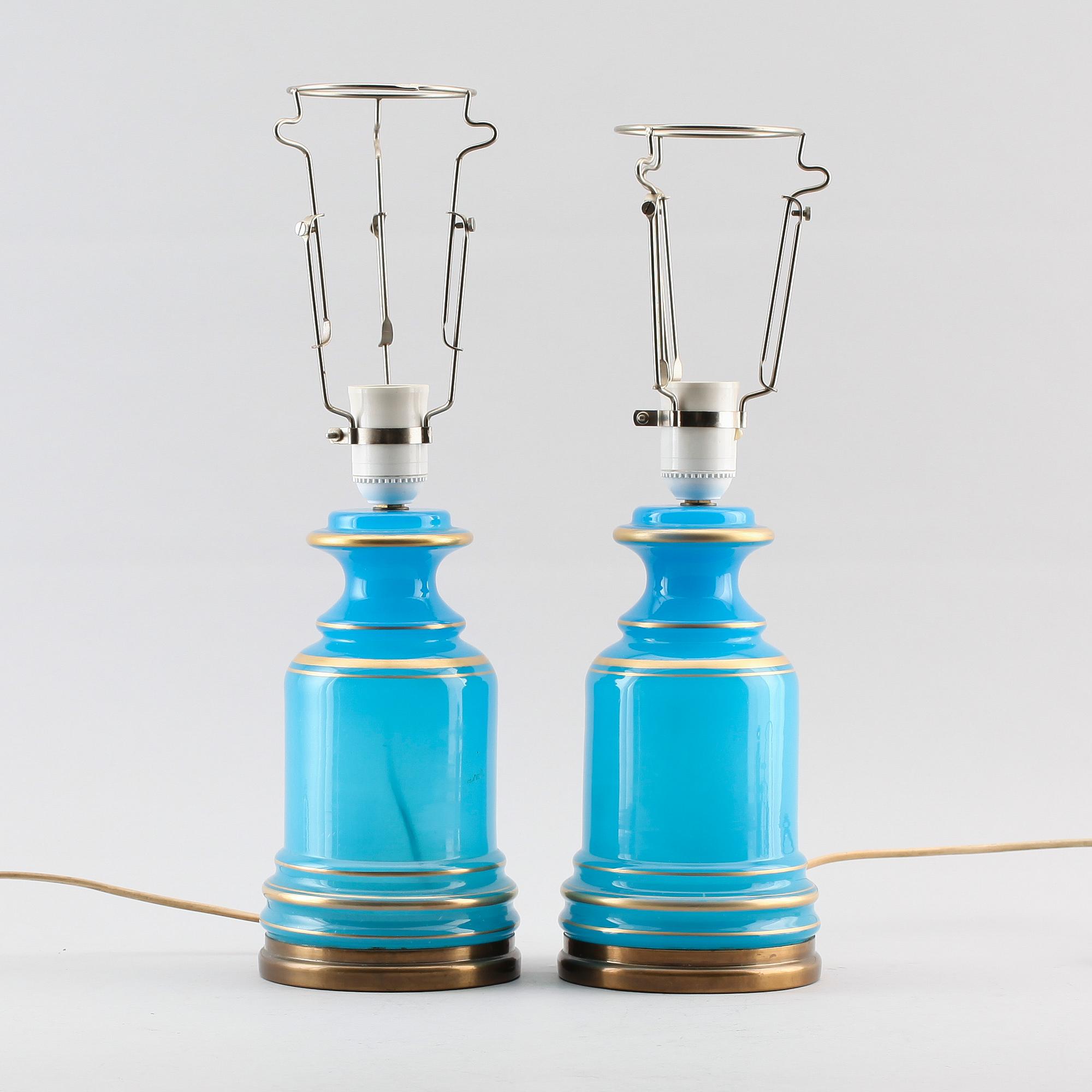 BORDSLAMPOR, glas, 1900-talets mitt.