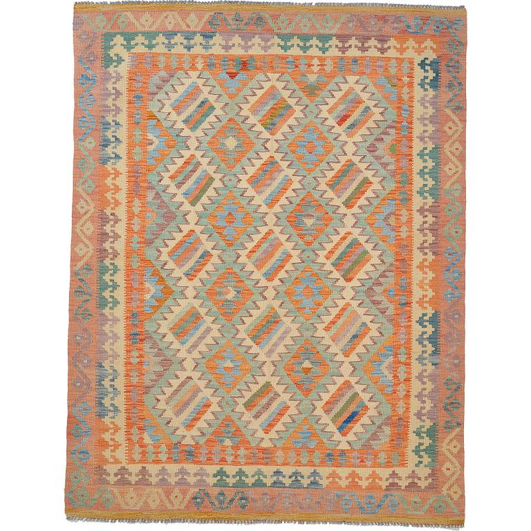 A kilim rug, approximately 202 x 155 cm.