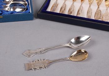 KAFFESKEDAR, 12+12, silver, bla Olga. Ceson resp GAB, 1960-tal.