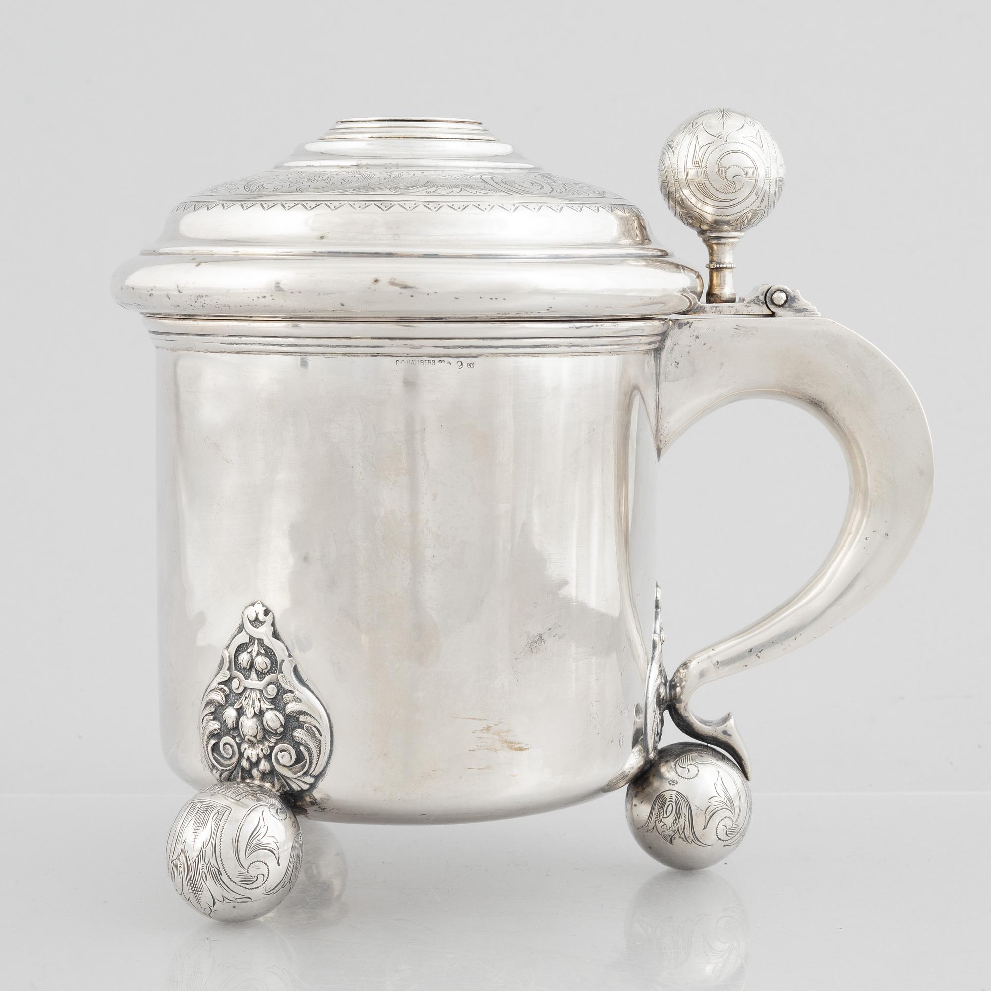 A Swedish 20th century silver tankard, mark of CG Hallberg, Stockholm 1929.