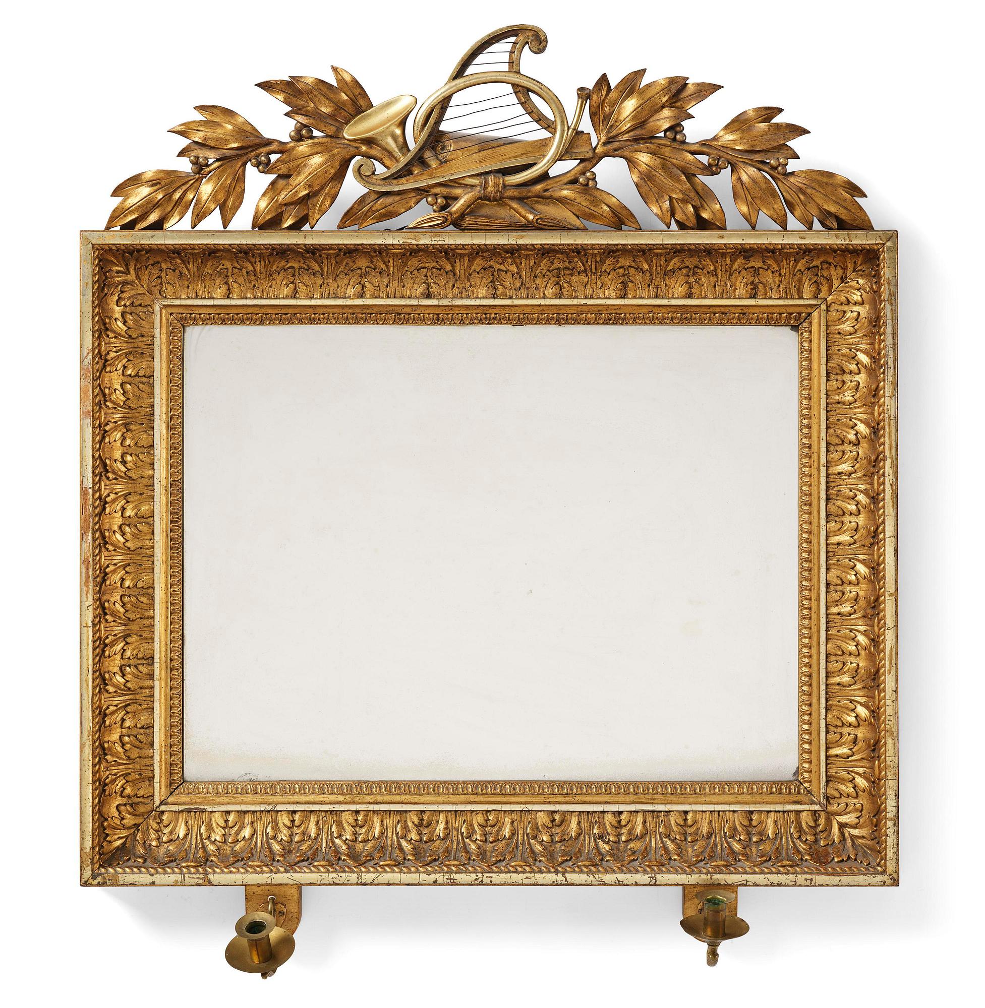 A two-branch Empire giltwood girandole mirror by P. G. Bylander (master in Gothenburg 1811-58).