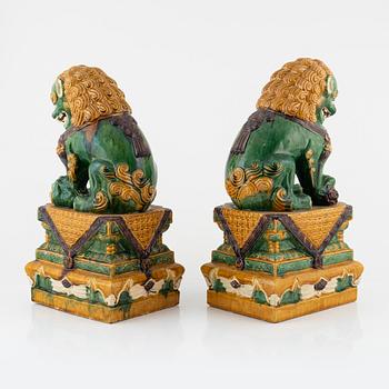 A pair of large figures of buddhist lions, China, second half of the 20th Century.