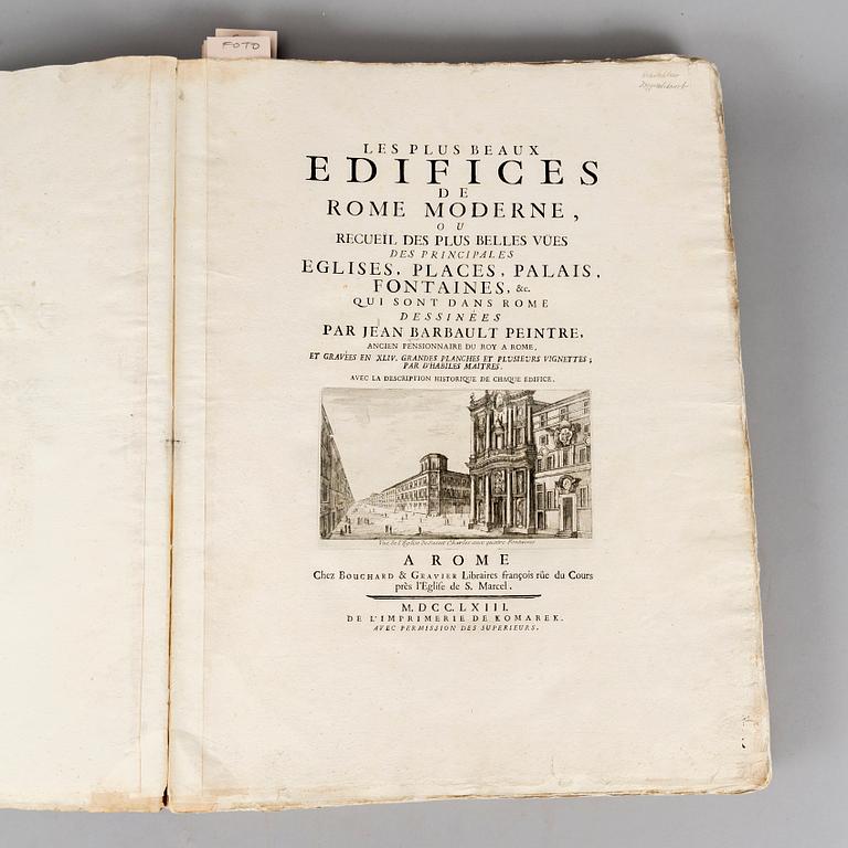 44 magnifika dubbelsidiga planscher från Rom, 1763.