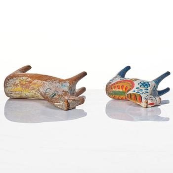 Two Swedish "Dala horses", first half of the 20th century.