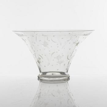 Edward Hald, skål, glas, Orrefors, 1930.