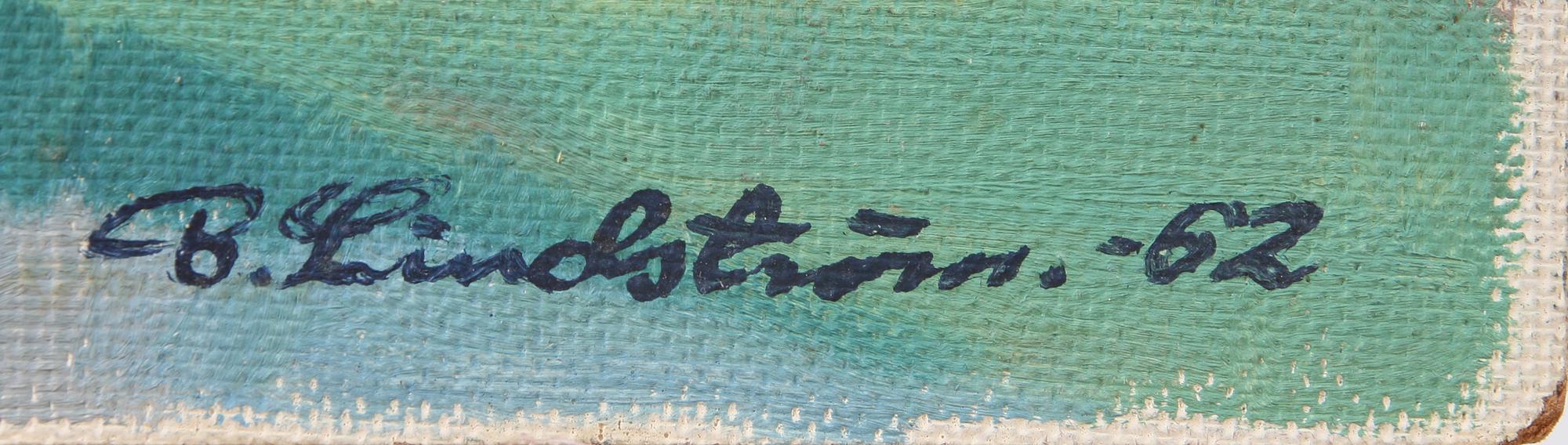 OKÄND KONSTNÄR, olja på pannå, sign "B Lindström" och dat "-62".