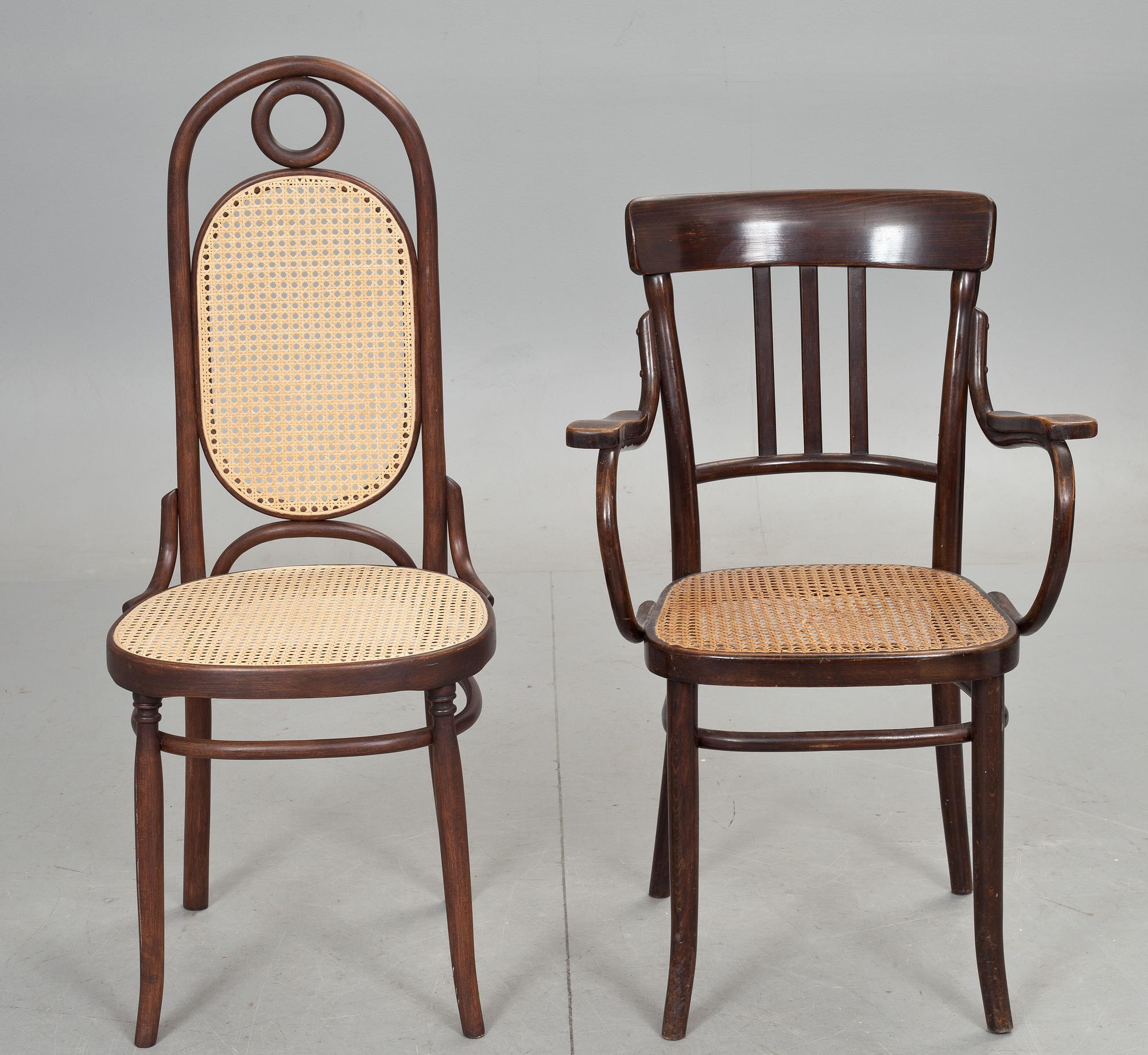 KARMSTOL och STOLAR, 3 st, bl a Thonet, 1900-tal.