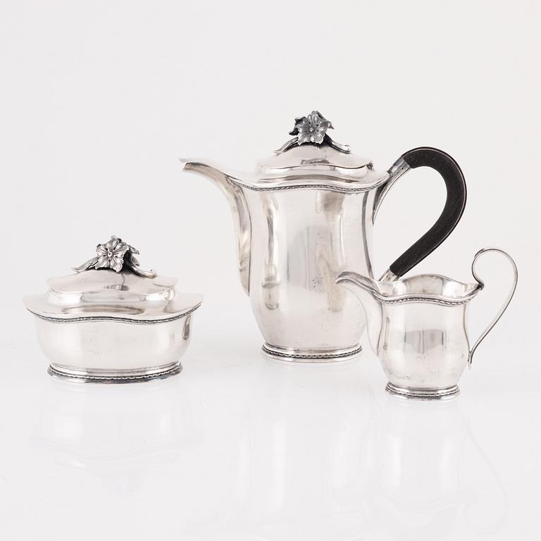 Eric Råström, kaffeservis, silver, 3 delar, CG Råström, Stockholm 1973.