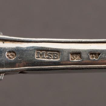 A Swedish set of six silver spoons mark of M Söderberg Visby 1800, weight ca 442 gr.