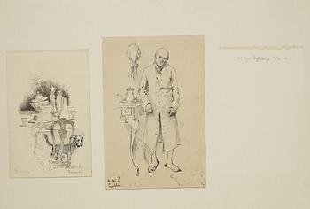 Carl Larsson,  6 drawings, signed C.L, Indian ink and hightening white mounted on cardboard.