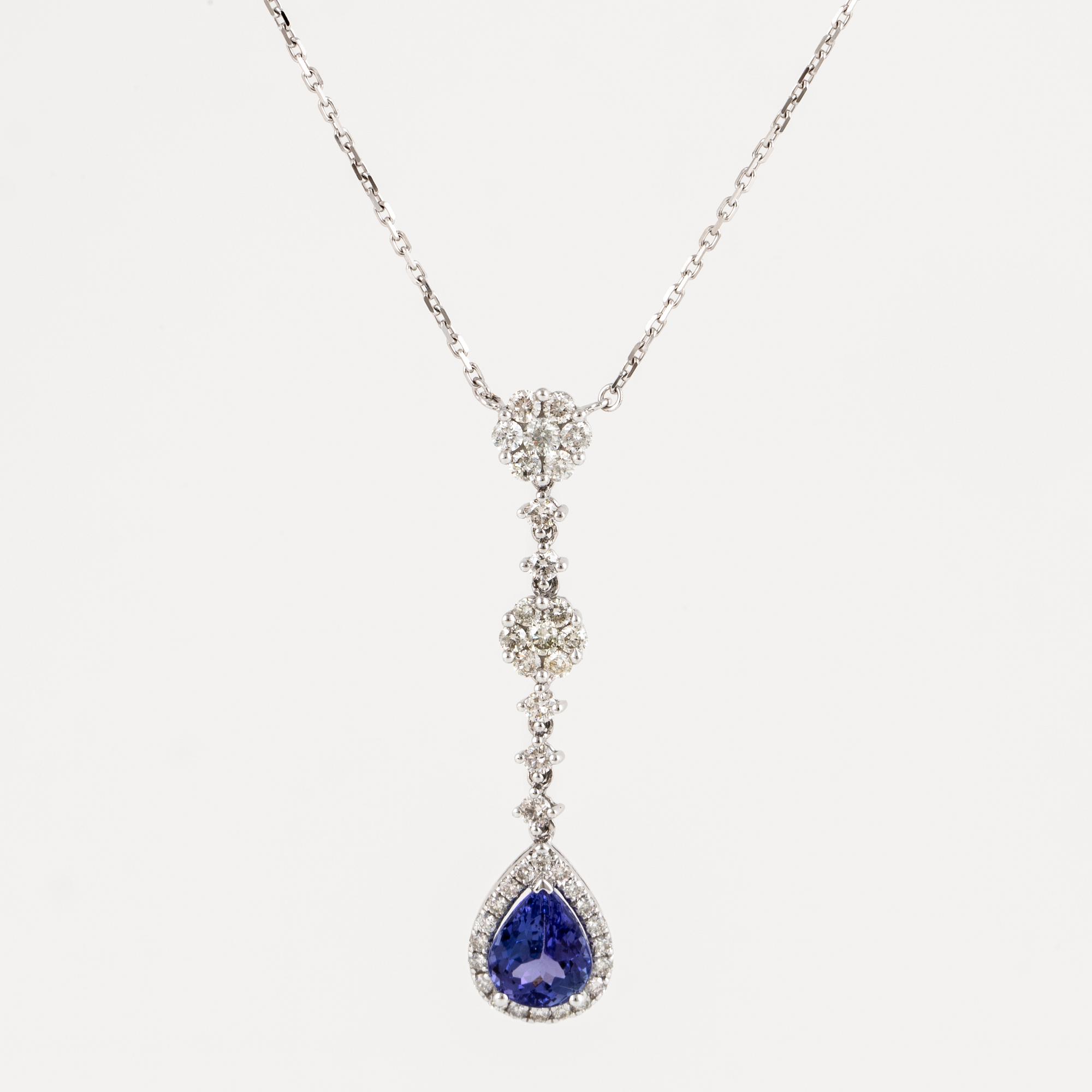 Tanzanite and brilliant-cut diamond necklace.