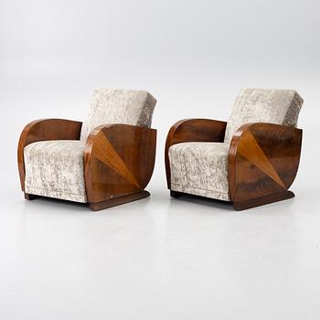 A pair of armchairs, 1930s-40s.