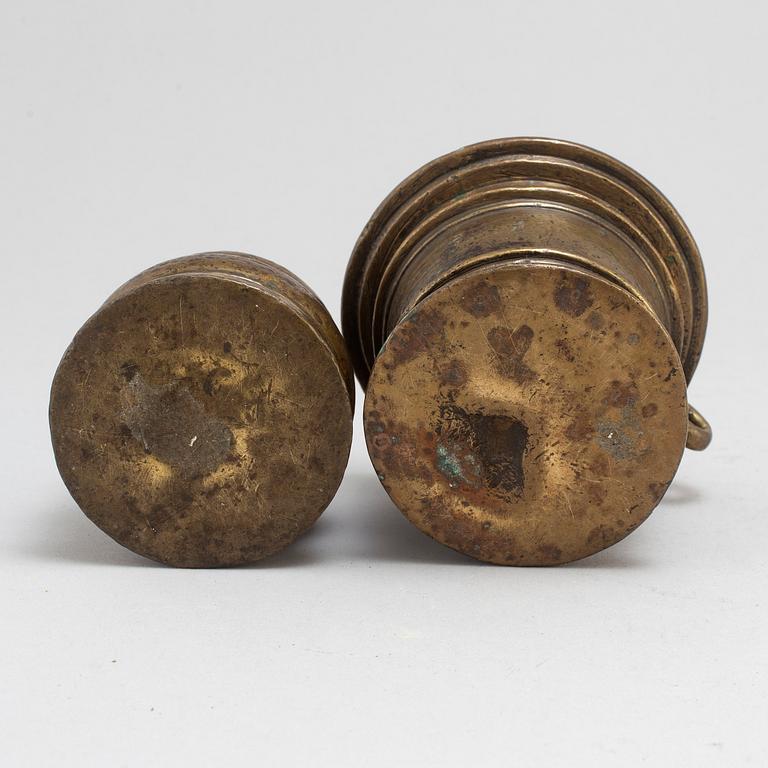 MORTLAR, 2 st, brons, 1600-tal.