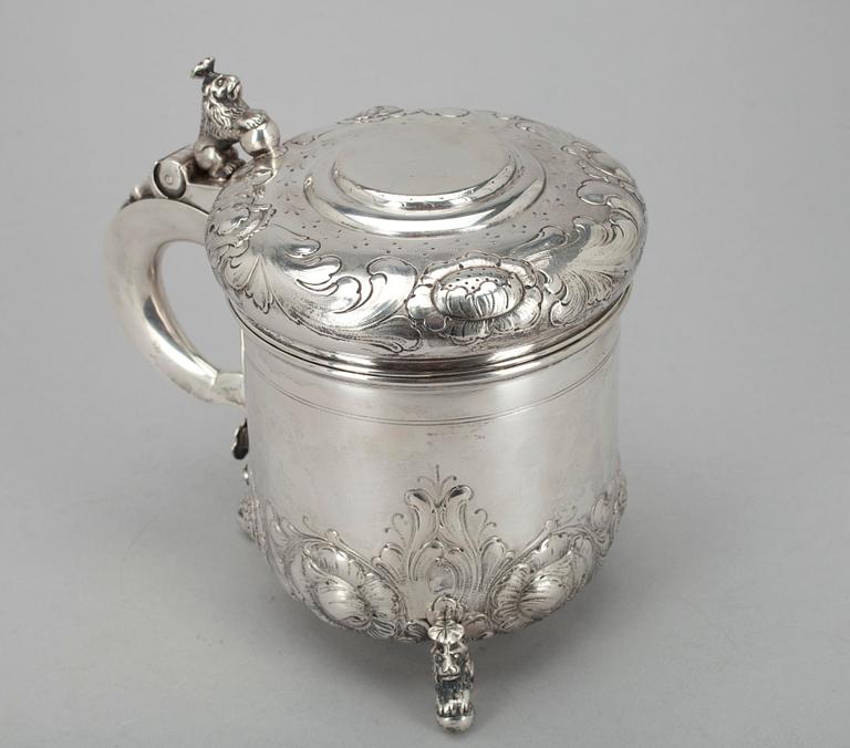 DRYCKESKANNA, silver, Grann & Laglye Köpenhamn, Danmark 1932-60. Tot. vikt ca 994 g.