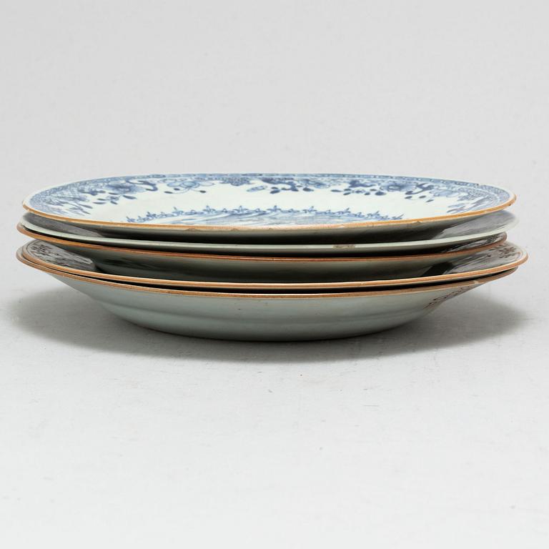Five export porcelain plates, Qing dynasty, Qianlong (1736-95).