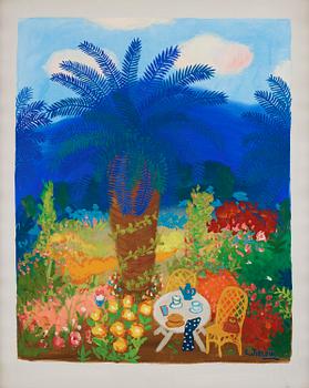 810. Lennart Jirlow, Palm, table, garden.