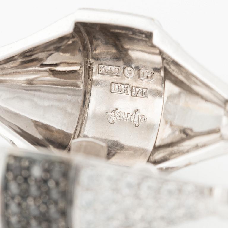 Gaudy lås 18K vitguld med vita och svarta diamanter.