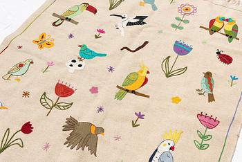 A hand-embroidered Kelim carpet, c. 200 x 145 cm.