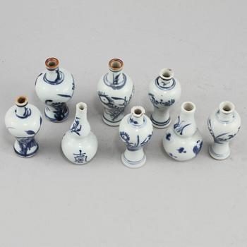 MINIATYRER, 8 st, porslin, Kina, 1800/1900-tal.