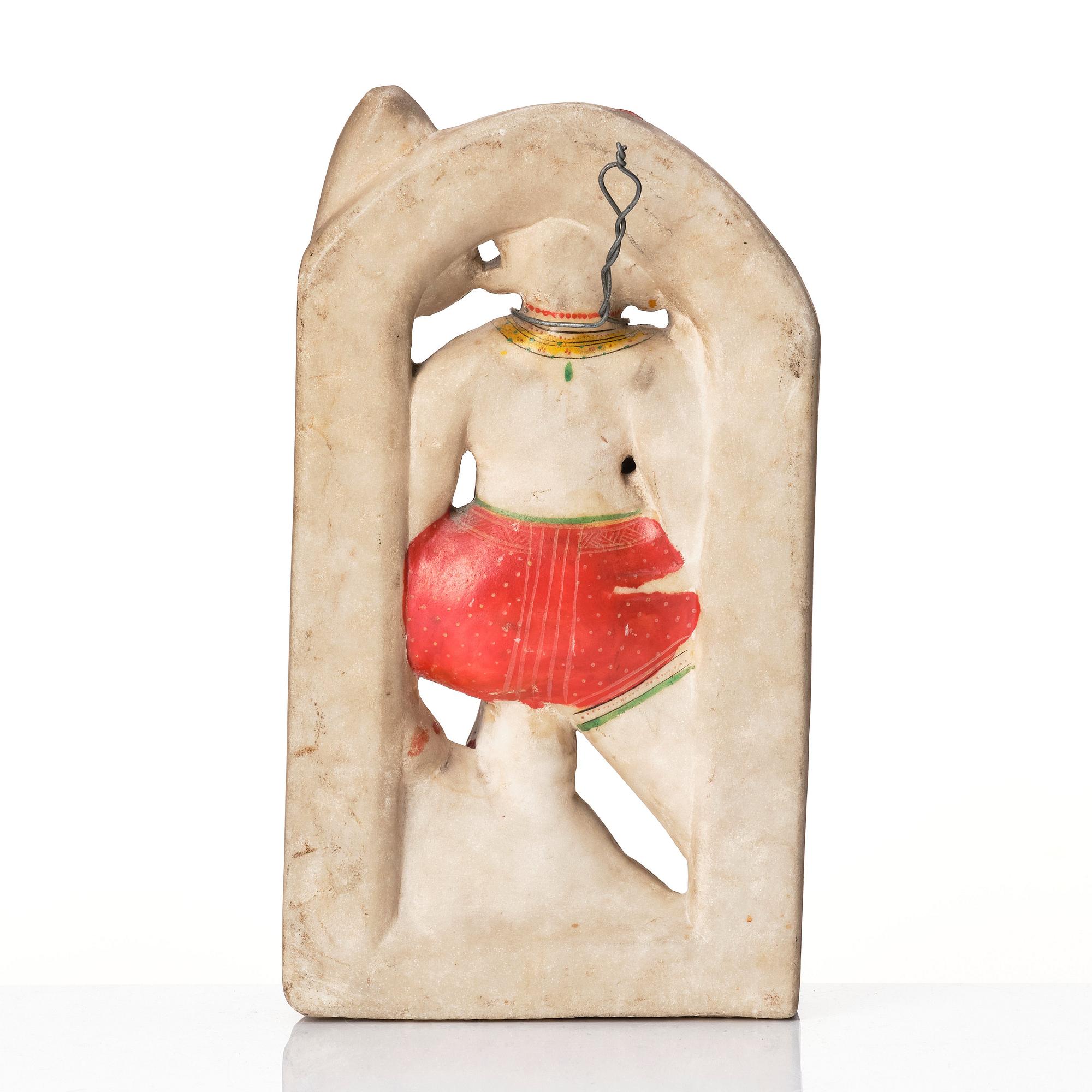 Skulptur, alabaster. Indien, Hannuman, sent 1800-tal.