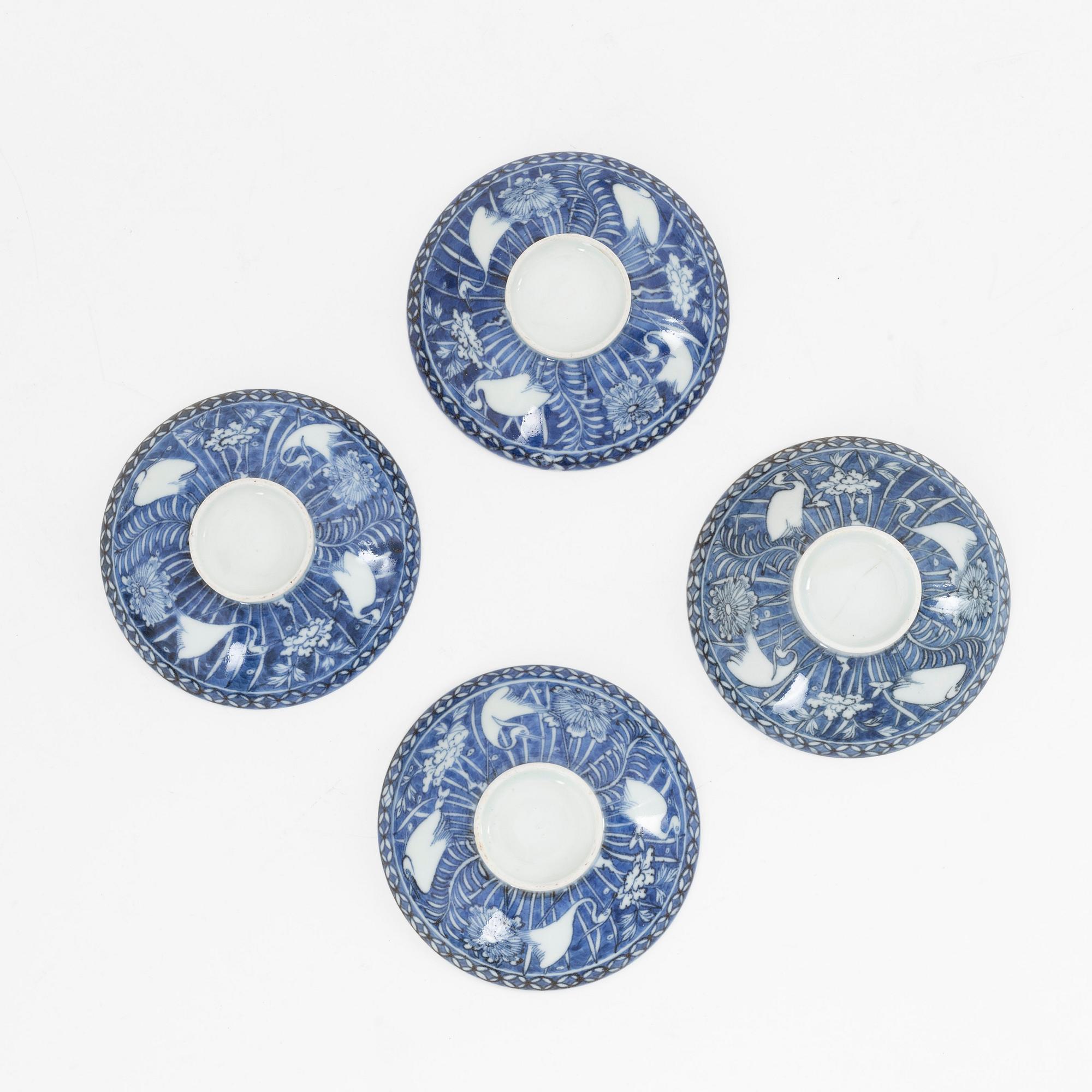 A set of four Japanese blue and white covers, Edo (1603-1868).