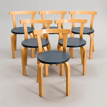 Six Alvar Aalto chairs 68 for Artek. 1960s/1970s. Model designed 1935.