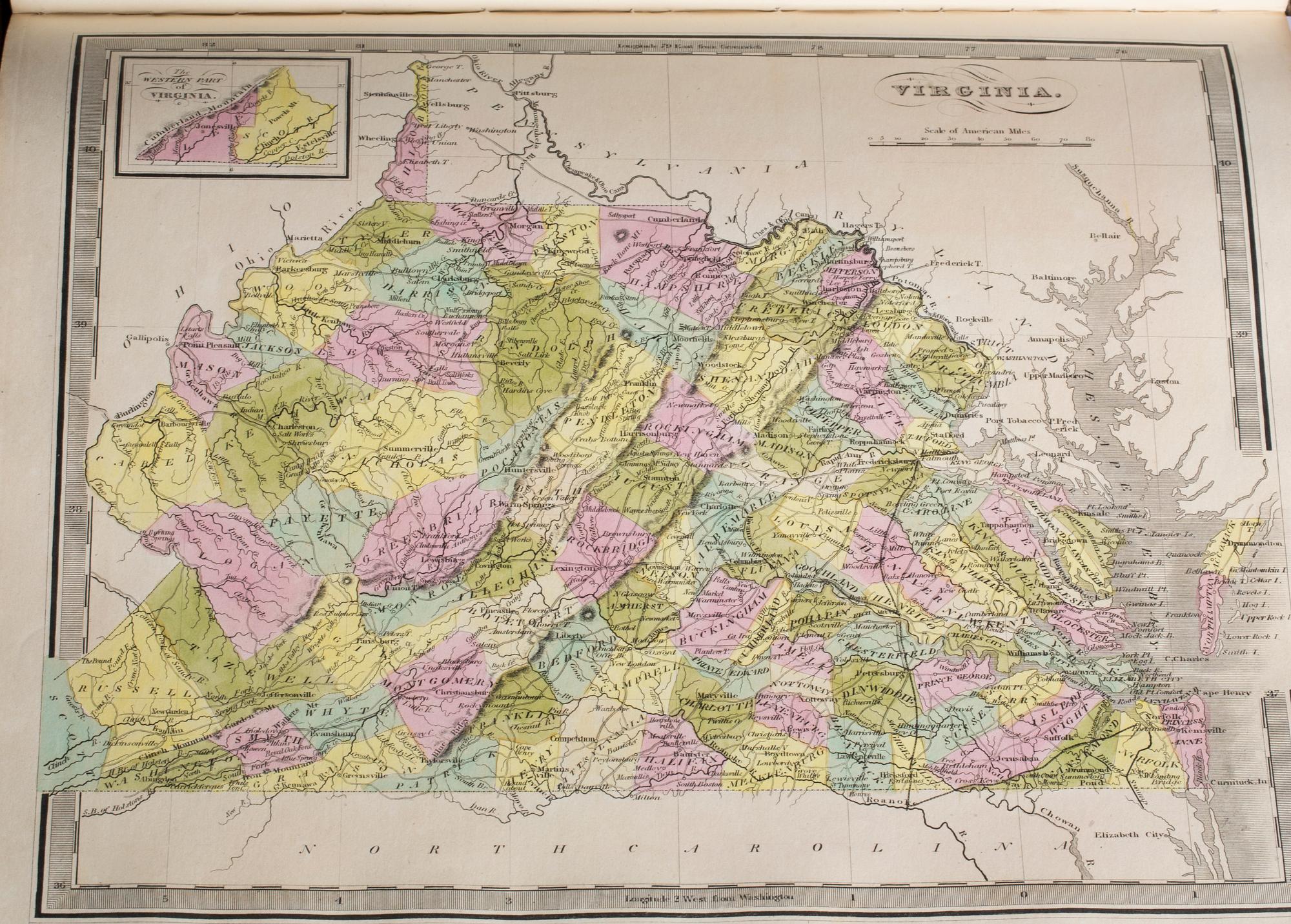 VÄRLDSATLAS, Jeremiah Greenleaf's Universal Atlas, Printed by G.R. French Brattleboro Vt, 1840.