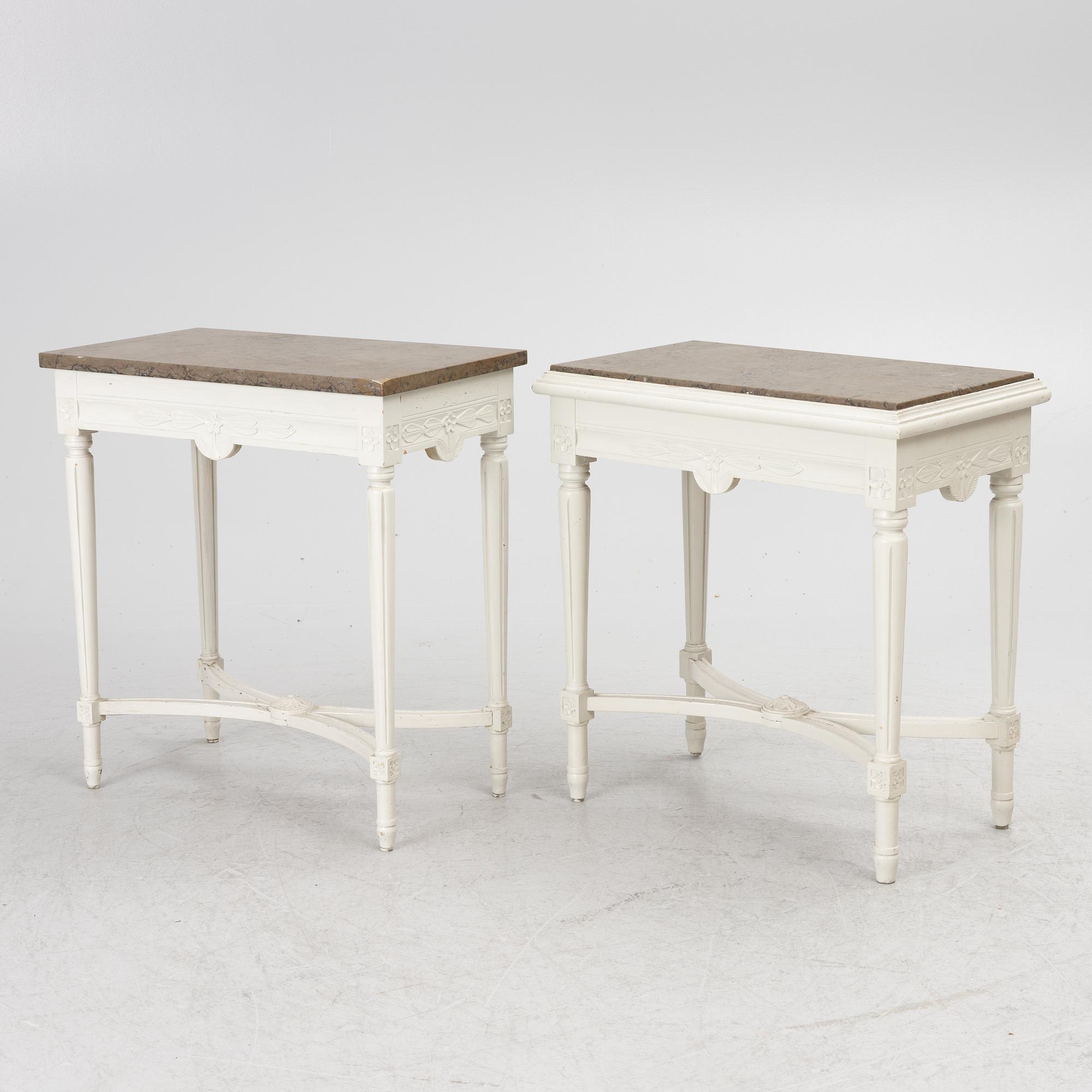 Two side tables, Gustavian style, 20th century.