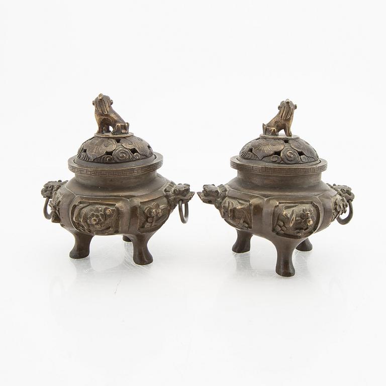 A pair of early 1900s bronze censers.