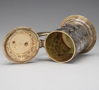 Andreas Haidt, dryckeskanna, silver, Danzig (verksam 1689-1699). Barock.
