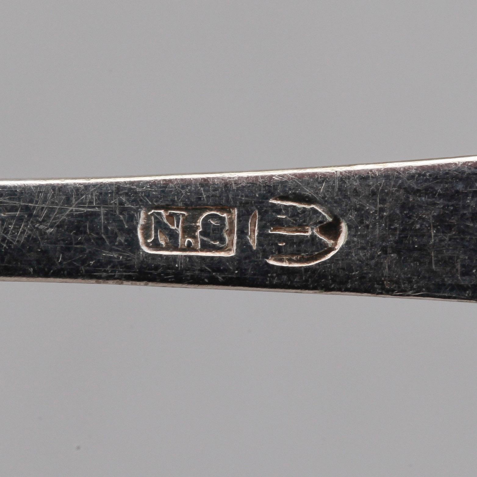 BORDSSKEDAR, silver, 12 st, Anders Jonas Björkman, Stockholm, bl.a 1832. Vikt ca 785g.