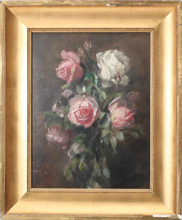 EMMA EKVALL, olja på pannå, sign.