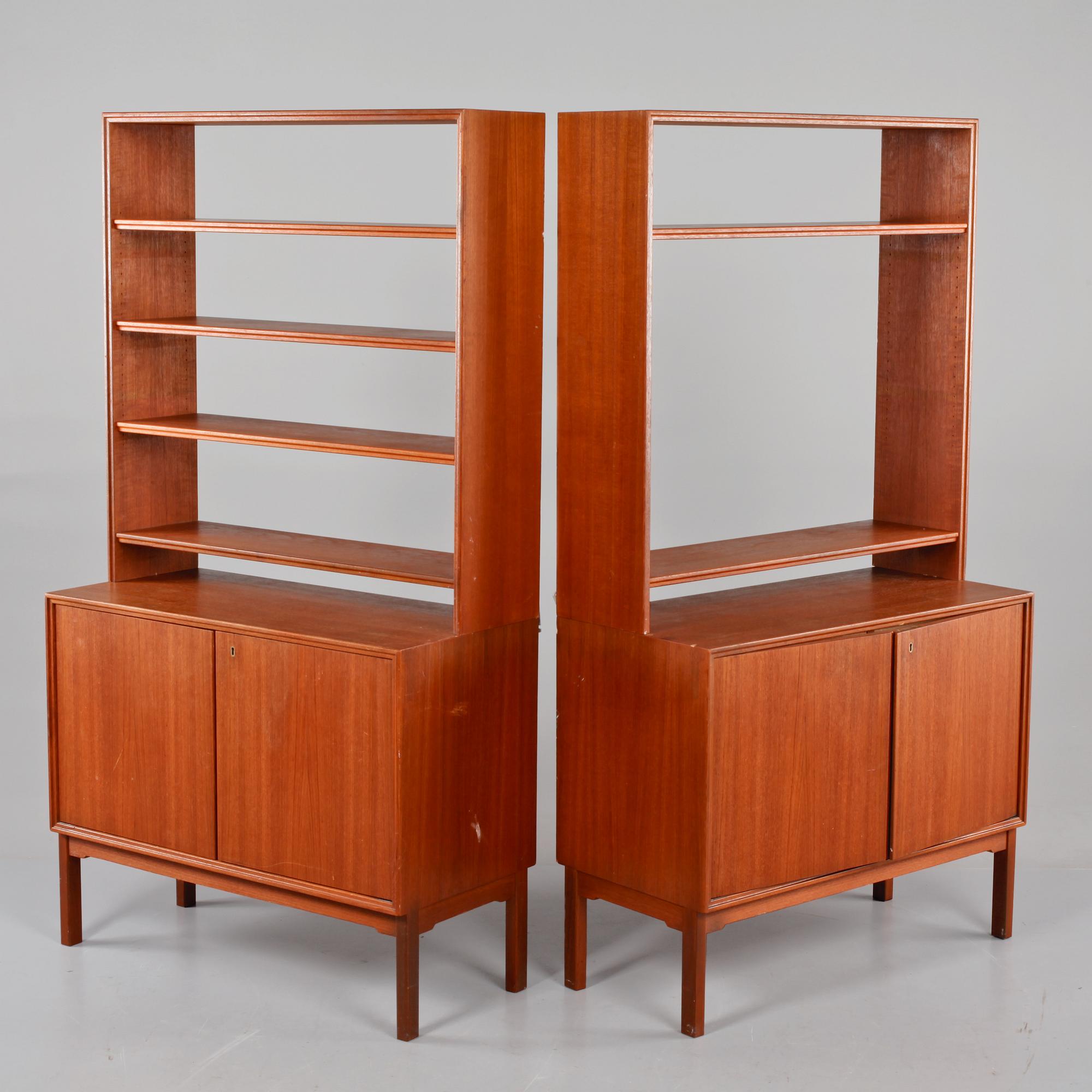 SIDEBOARDS, ett par, BOKHYLLEUPPSATSER, ett par, Sverige, 1950/1960-tal.