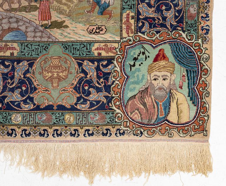 A pictoral Tabriz carpet of  'The Four Seasons', design, c. 293 x 178 cm.