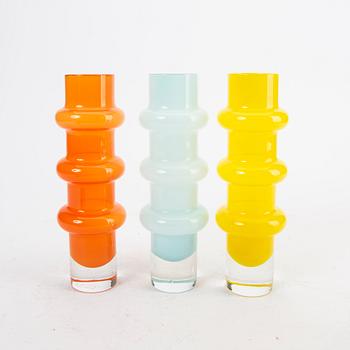 Bo Borgström, vaser, 6 st, glas Åseda Glasbruk, 1960-tal.