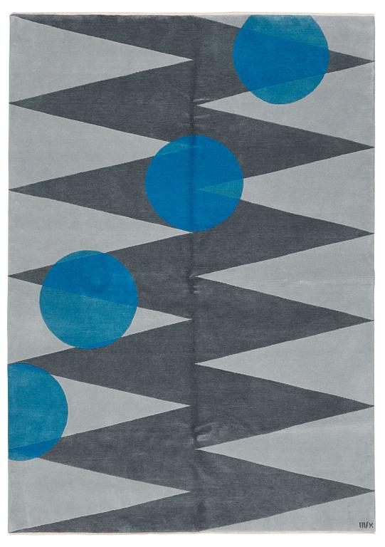 Cecilia Setterdahl, Matta, "Itinerary Blue", 3/10, handknuten, ca 243,5 x 171,5 cm, Carpets CC Dubai.