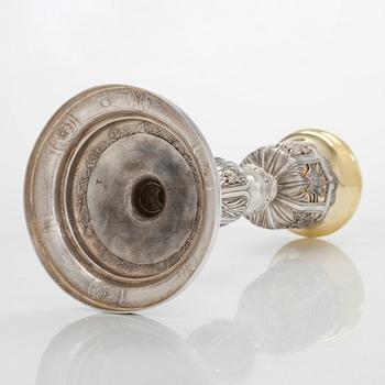 Nattvardskalk med paten, silver, Paris 1798-1809 och Frankrike 1800-tal. I schatull.