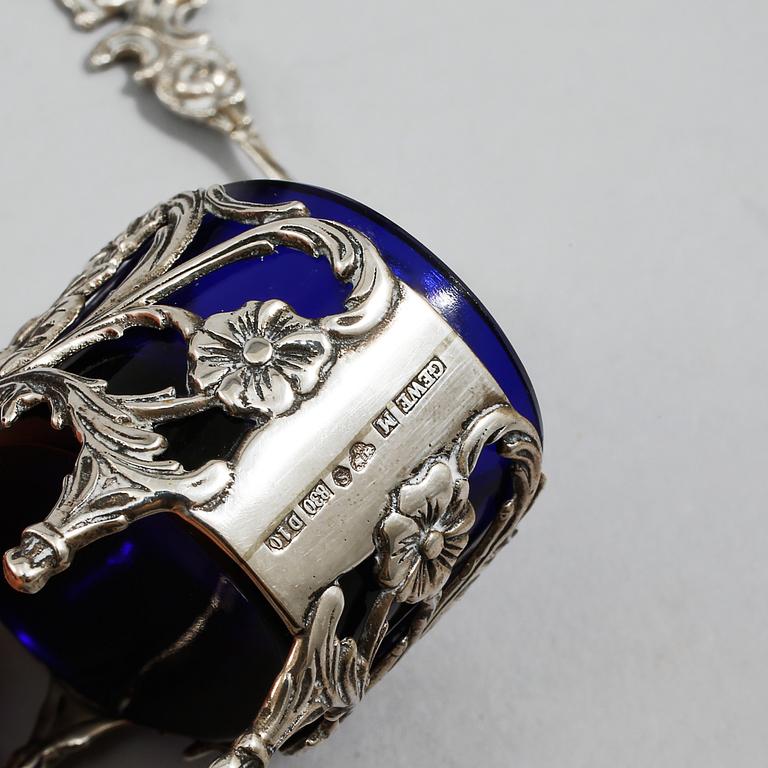 PARTI SILVER, 5 delar, Sverige, 1900-talets andra hälft, vikt exklusive glas 136 gram.