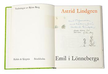 Astrid Lindgren, books, 2 pieces, signed by the author and illustrator Björn Berg.