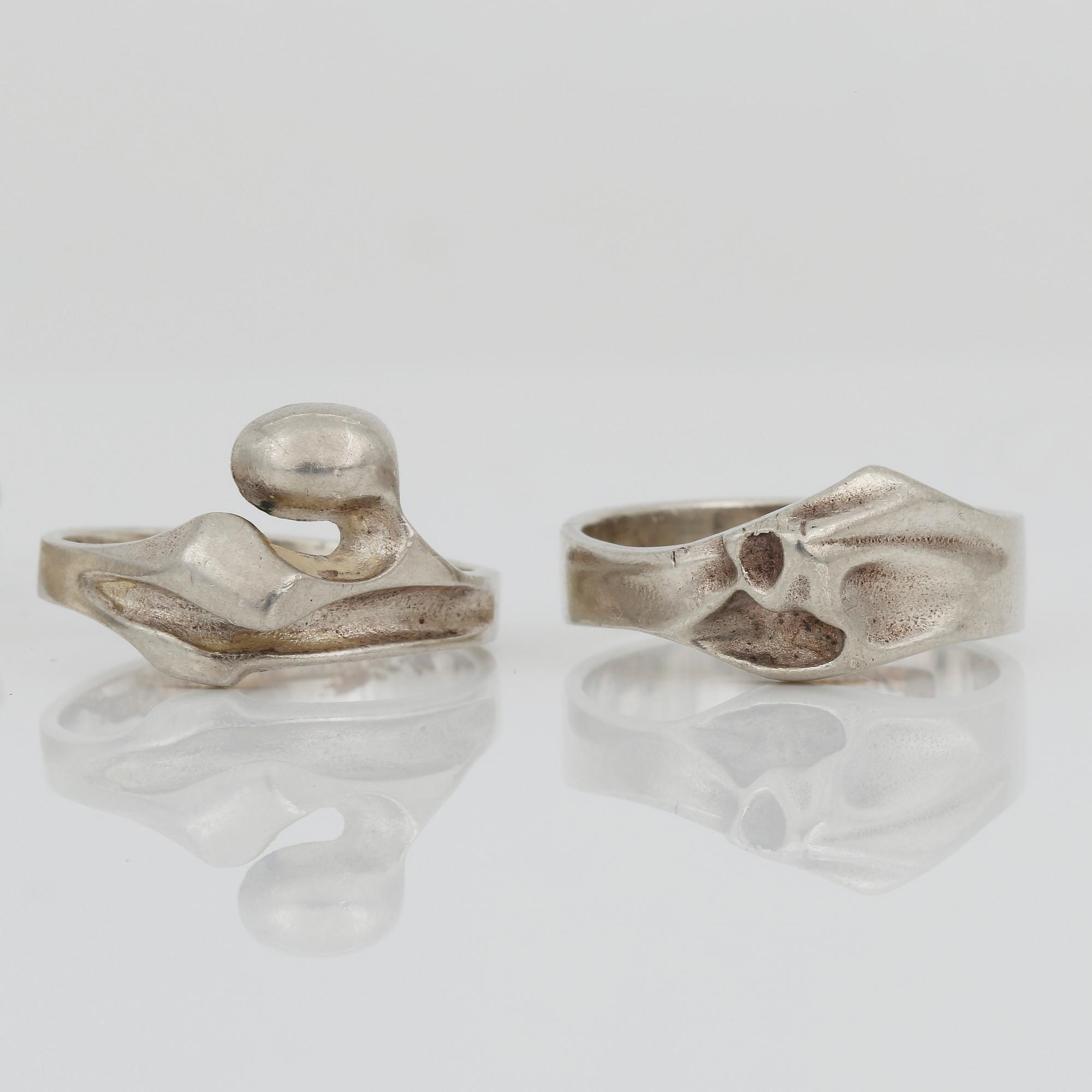 ARMBAND samt 2 RINGAR, sterling silver, Lapponia, Finland, daterad 1984, 1980 och 1985 respektive. Vikt ca 27,42 g.