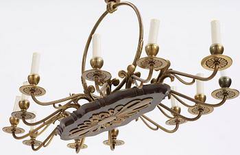 TAKLAMPA, mässing, 1930-tal. H 75.