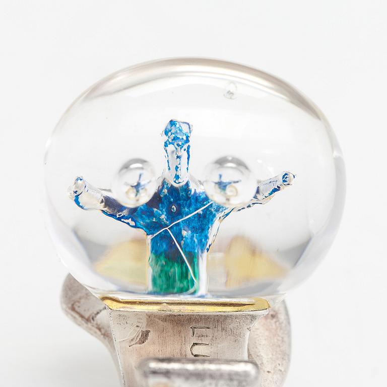 Björn Weckström, a sterling silver and acrylic ring 'Man in cosmos' for Lapponia 1979.