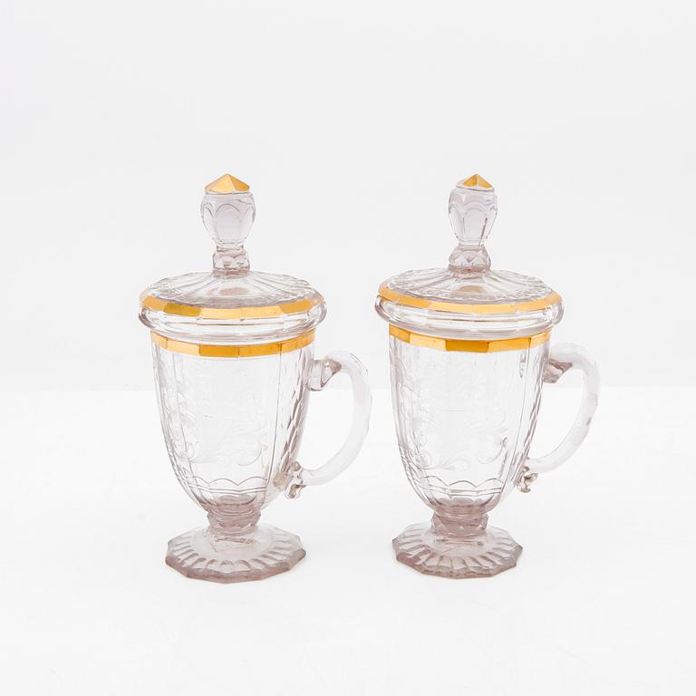 Cup with lid, possibly a pair of so-called well glasses from Germany, 19th century.