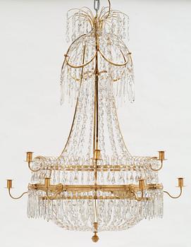 A late Gustavian circa 1800 twelve-light chandelier.