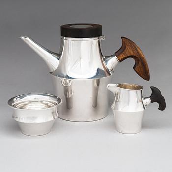 Tapio Wirkkala, Kaffeservis, 3 delar,  TW176, silver, stämpelsignerade TW, Kultakeskus, Tavastehus 1965.