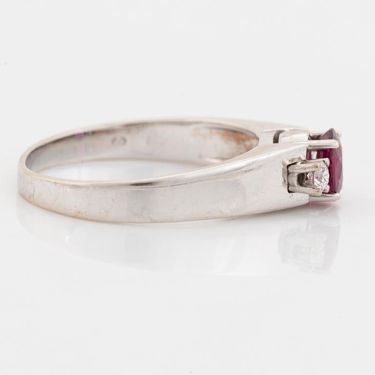 Ruby and brilliant cut diamond ring.