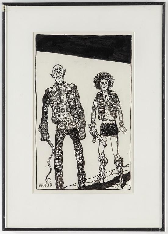 HANS ARNOLD, tusch, signerad.