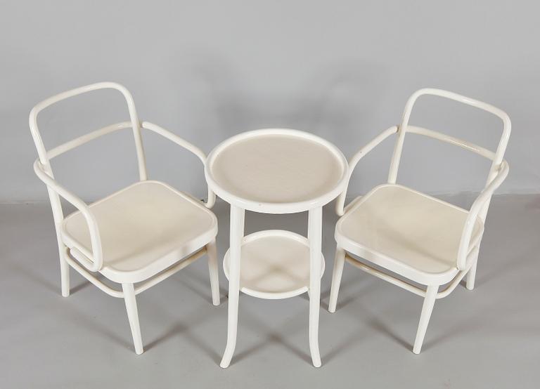 KARMSTOLAR OCH BORD, 3 delar, Josef Hoffmann, Thonet, 1900-talets första hälft.